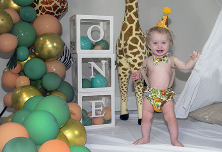 Image of Logan's 1st birthday cake bash linking to other photos of the event